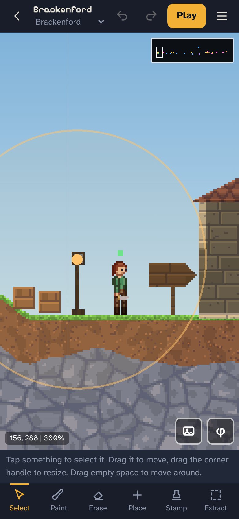 The same level open in the editor on a phone.